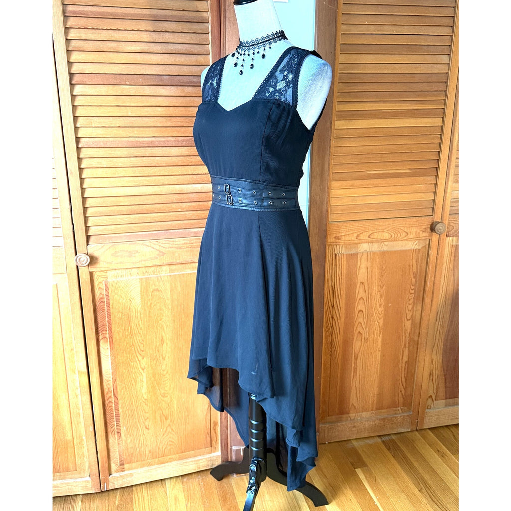 Royal Bones Gothic Victorian Dark Athena Rising Black High-Low Dress M-L