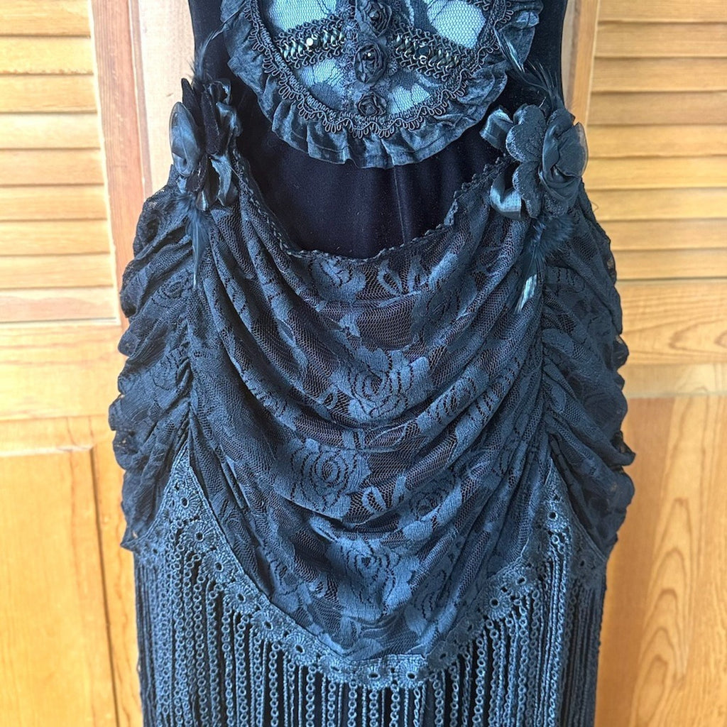 Devil Fashion Gothic Victorian Vampire Decadent Decay Black Velvet Lace Dress