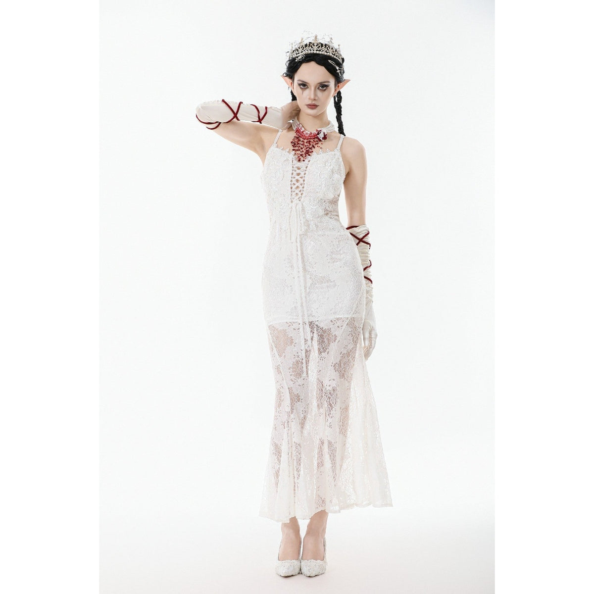 Dark in Love Gothic Victorian Romantic Cottagecore White Mermaid Angel Dress