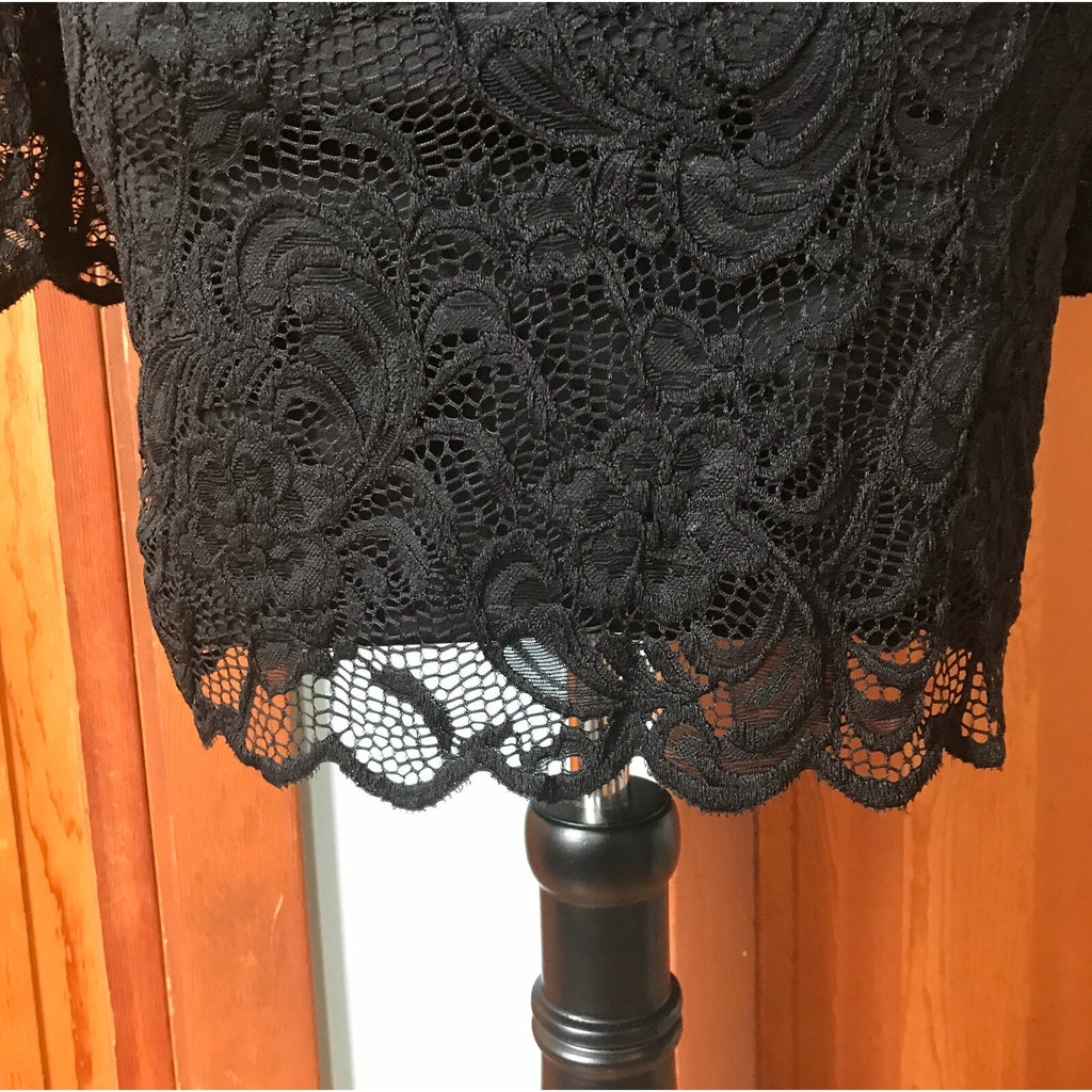 Gothic Victorian Black Lace Revamped Mini Dress w/ Cincher Belt S