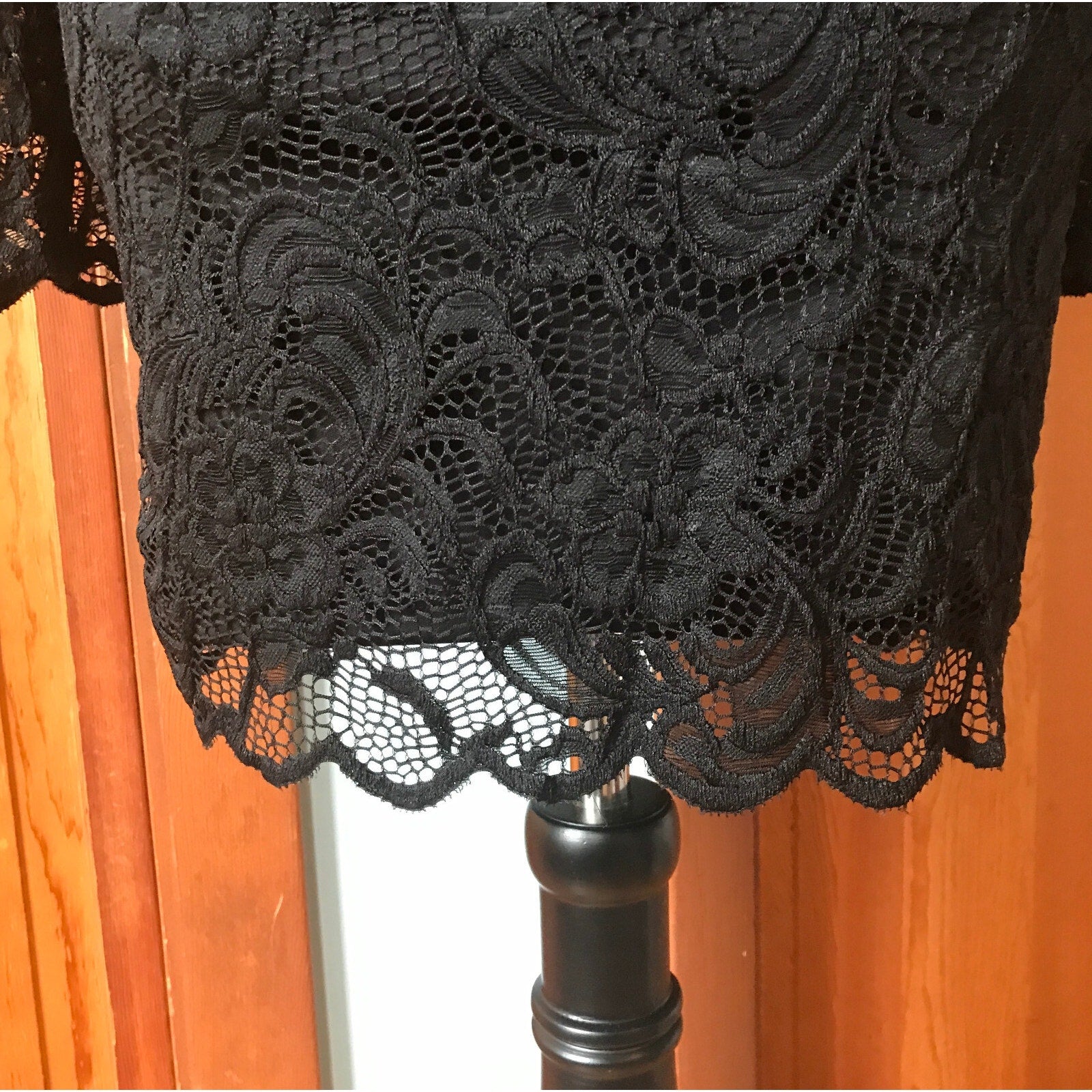 Gothic Victorian Black Lace Revamped Mini Dress w/ Cincher Belt S