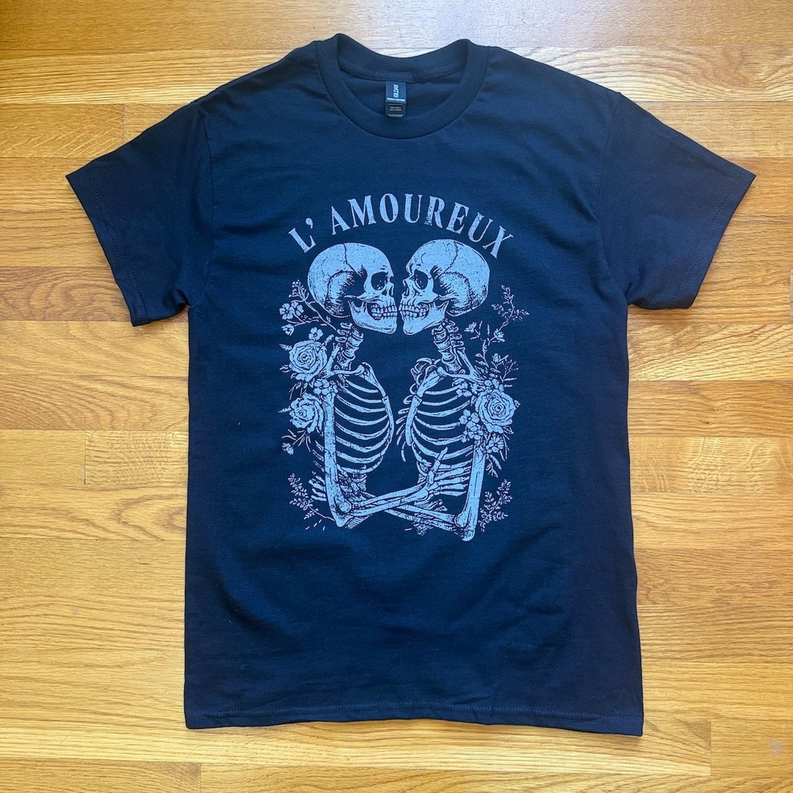 Gothic Victorian Vampire Vkei Tarot The Lovers Black Skeleton Rose Tee T-Shirt