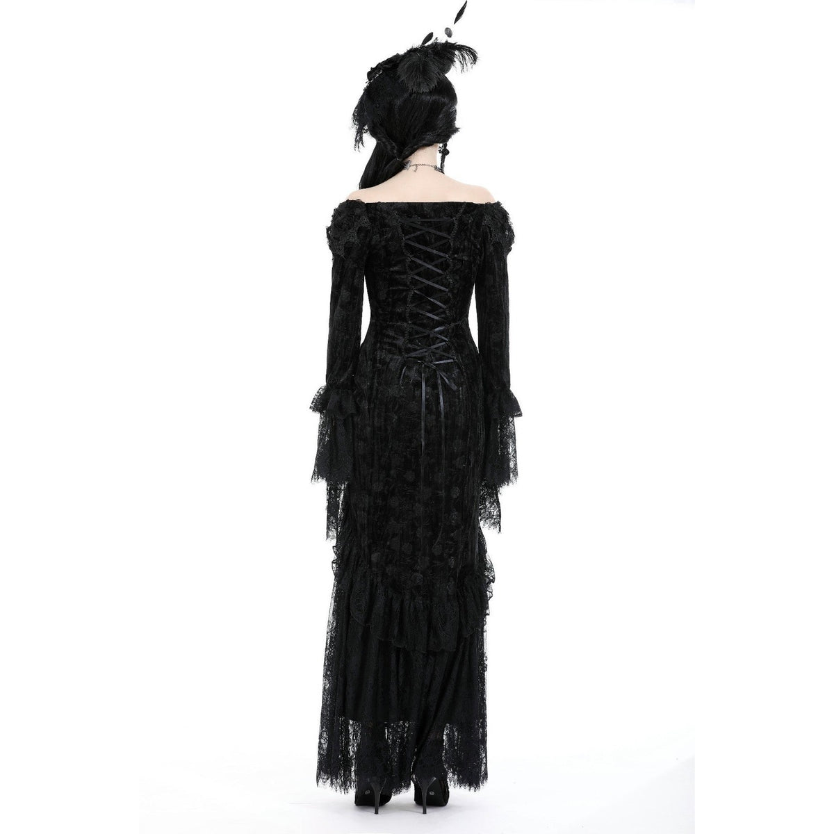 Dark in Love Gothic Victorian Vampire Rose Luxe Black Velvet & Lace Gown