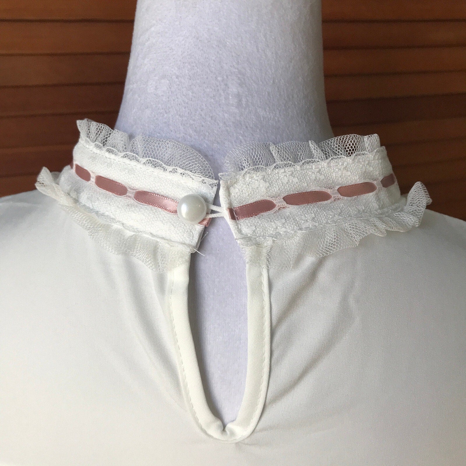 Lolita Kawaii J-fashion Jirai White Ivory Pink Bows Open Shoulder Blouse Top L