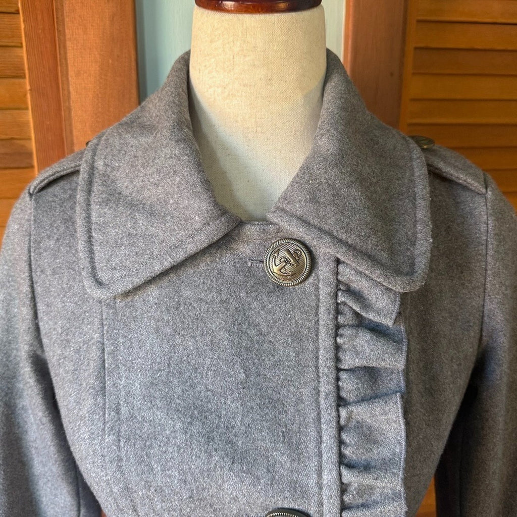 Tulle J-fashion Dollcore Gyaru Himekaji Gray Wool Blend Pea Coat Jacket XS-S