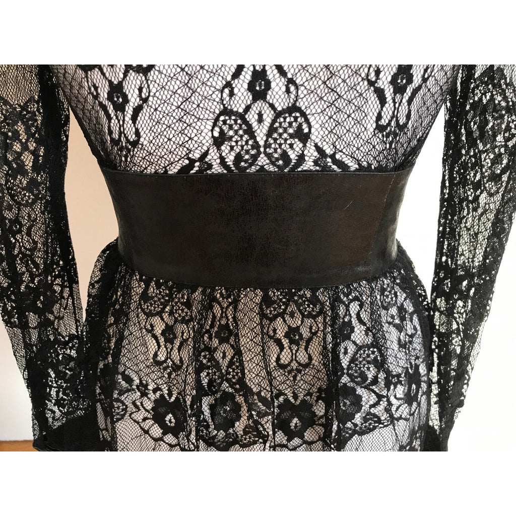 Lip Service Vintage War of the Roses Gothic Victorian Black Lace Top XS