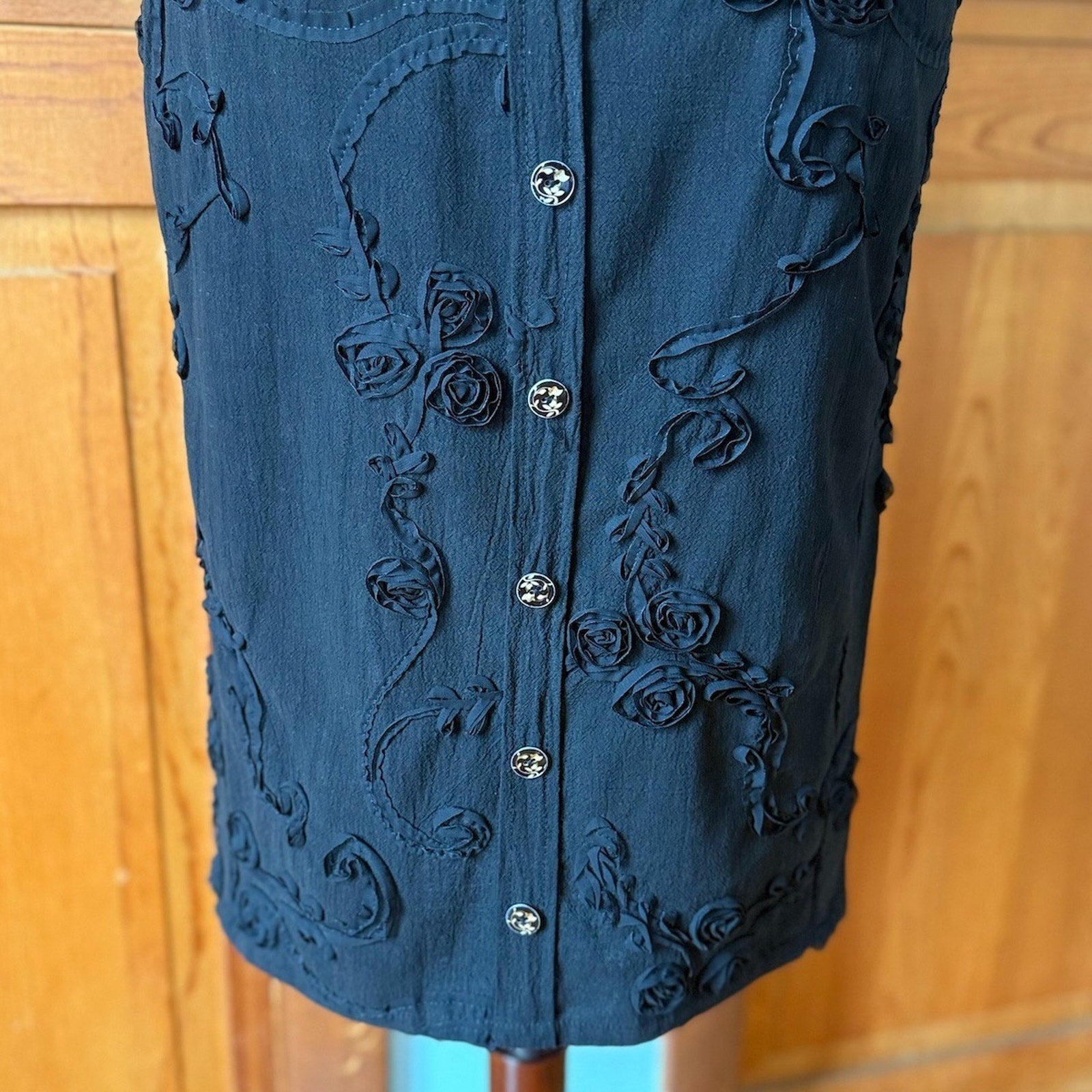 Vintage Lip Service Blacklist Gothic Victorian Swirl Rose Knee Fishtail Skirt S