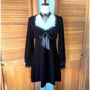 Killstar Gothic Victorian Witchcore EGL Dark Dollcore Black Velvet Dress S