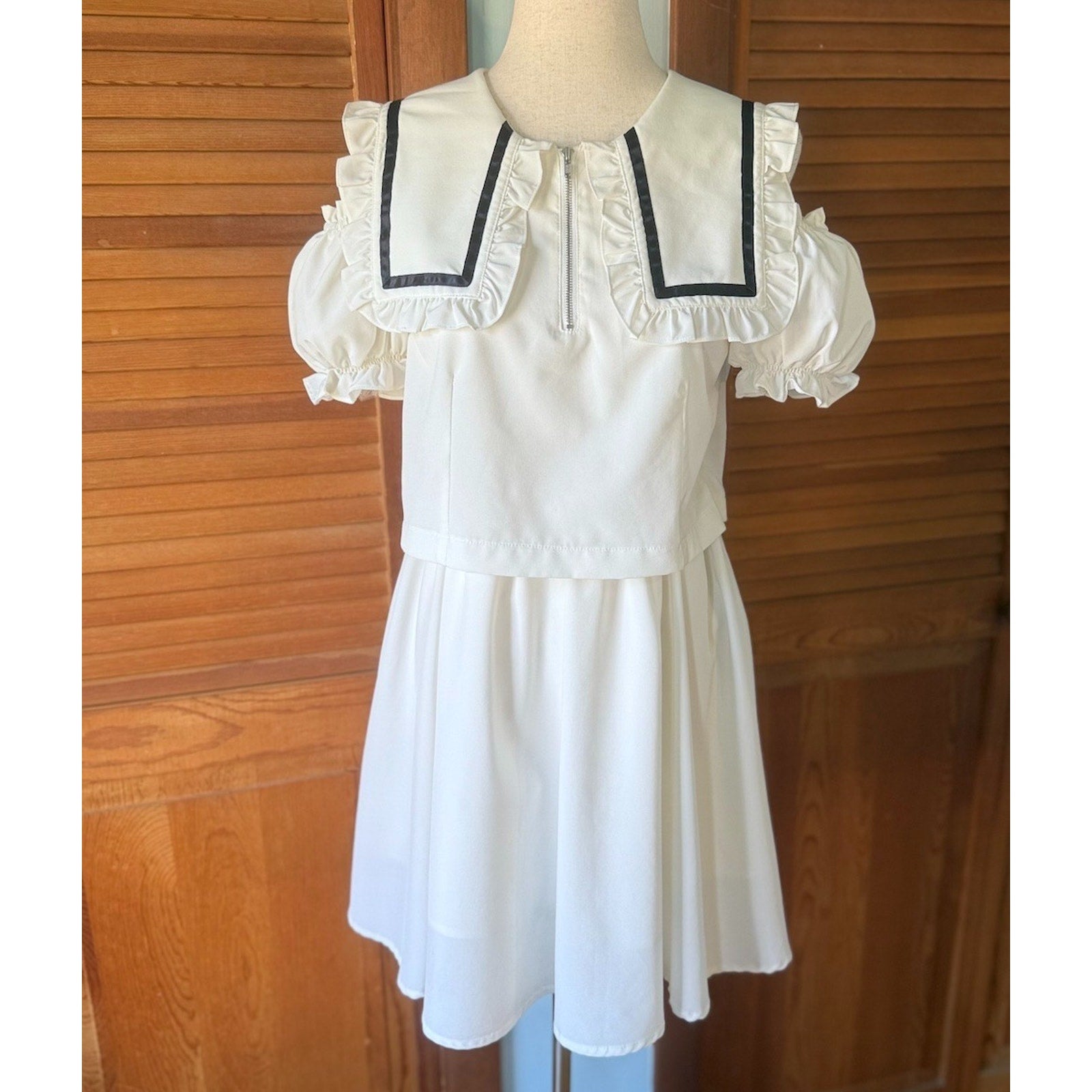 Ank Rouge J-fashion Jirai Kei Gyaru Dollcore White Sailor Collar Dress w/ Bow M
