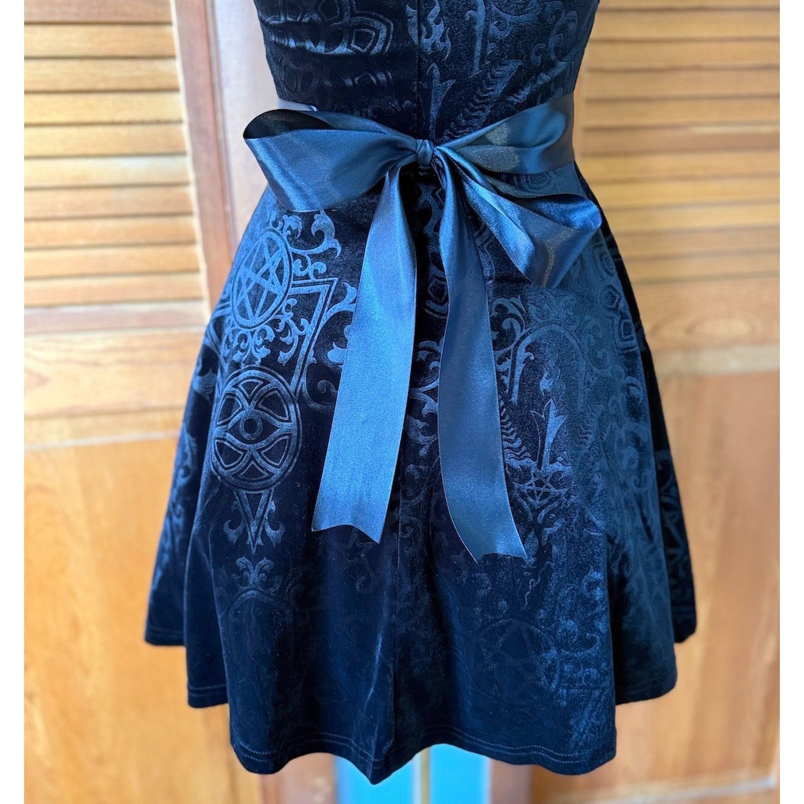 Killstar Gothic Lolita Punk Witch Halloween Black Velvet Blasphemia Dress XS