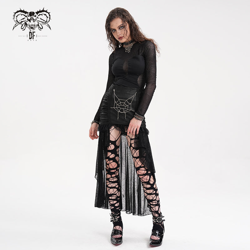 Devil Fashion Spiderweb Enchantment Garden Goth High-Low Skirt