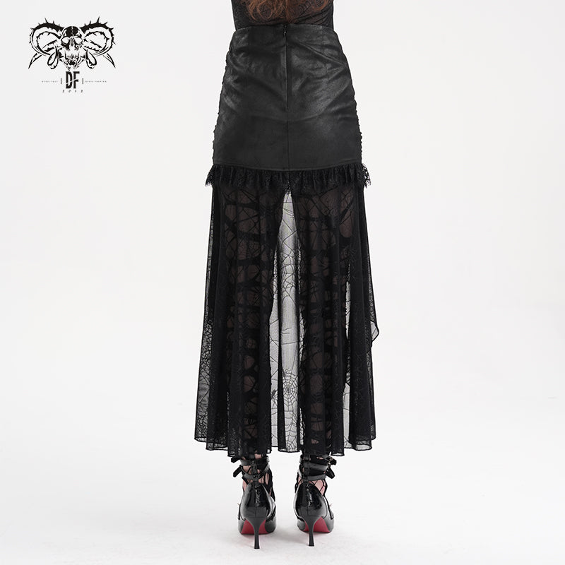 Devil Fashion Spiderweb Enchantment Garden Goth High-Low Skirt