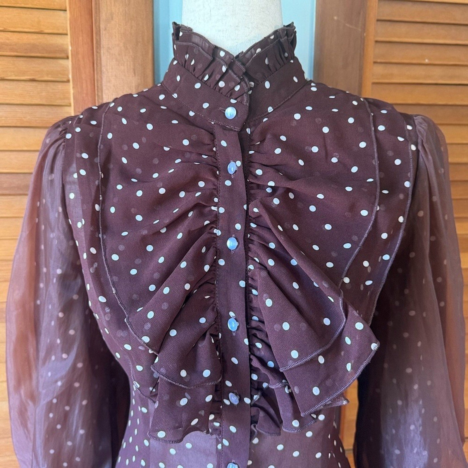 Bodyline J-fashion Gyaru Dollcore Lolita EGL Harjuku Brown Polka Dot Shirt L