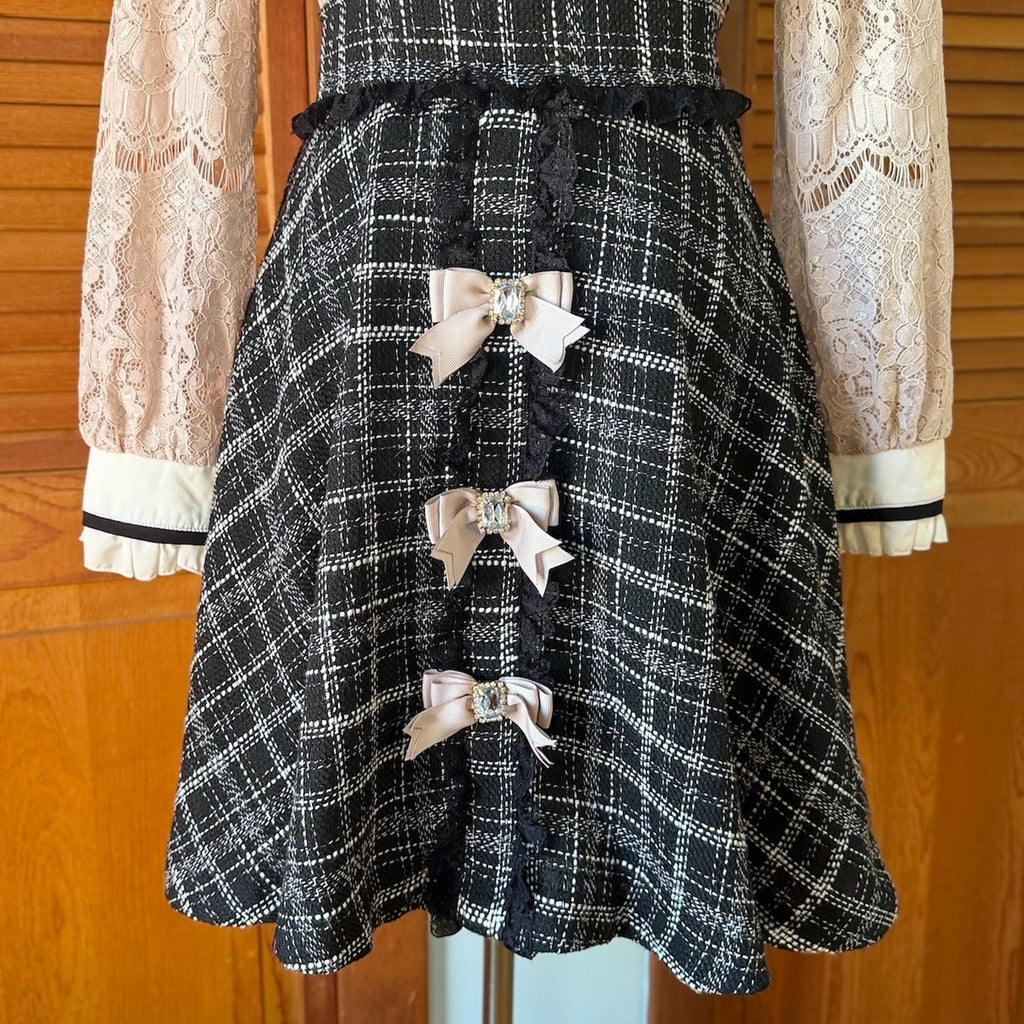 Liz Lisa J-Fashion Jirai Kei Ryosan Dysty Pink Lace & Black Tweed Dress S