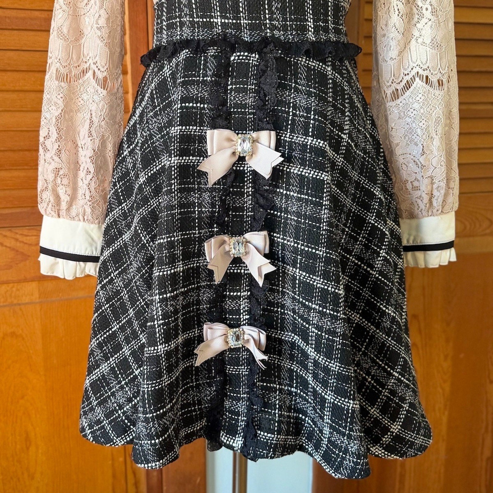 Liz Lisa J-Fashion Jirai Kei Ryosan Dysty Pink Lace & Black Tweed Dress S