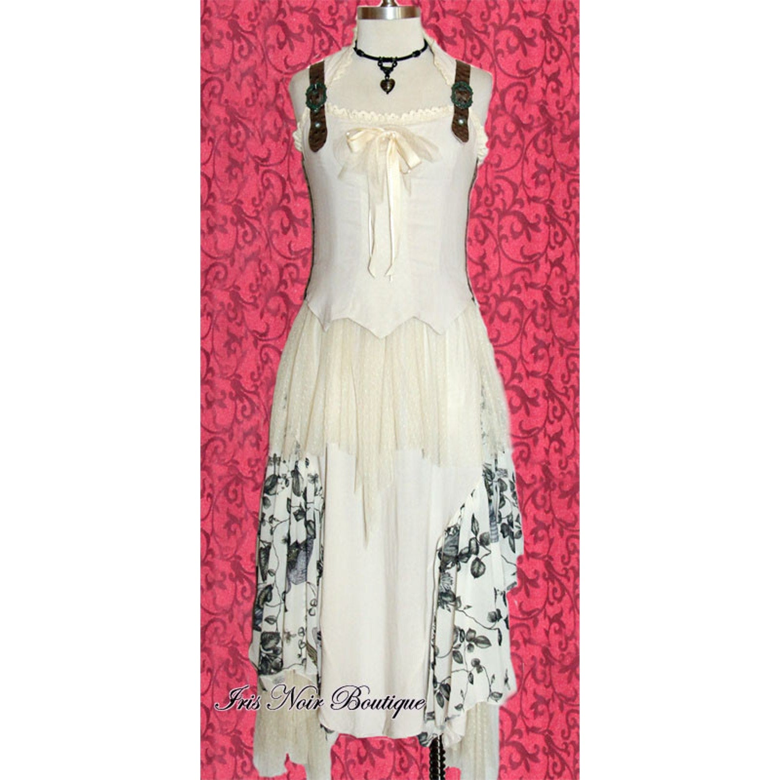 Lip Service Mecanique Menagerie Goth Steampunk Victorian Chiffon Gown Ivory XS