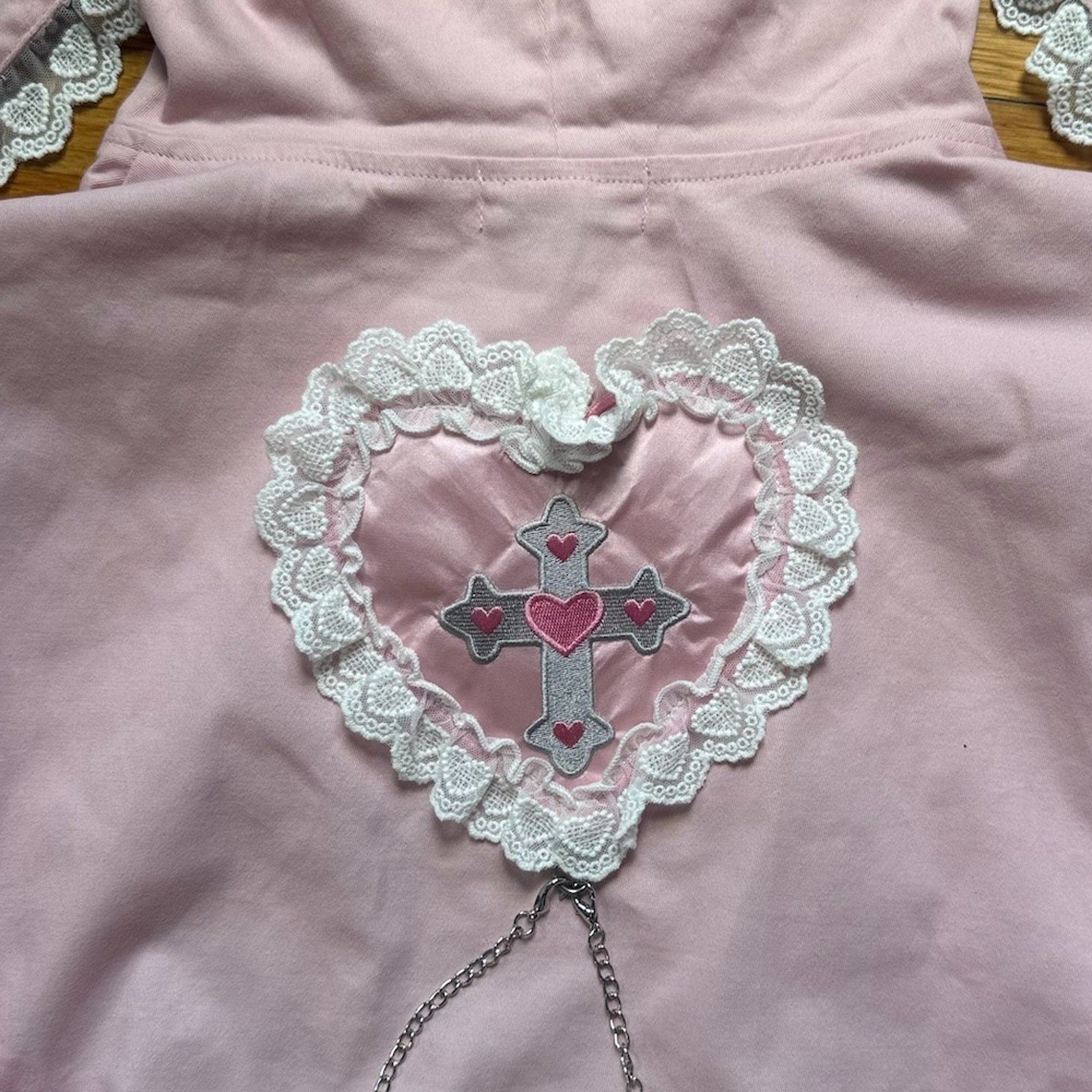 ACDC Rag J-Fashion Gyaru EGL Punk Bunny Heart Cross Bows PINK Hoodie Jacket