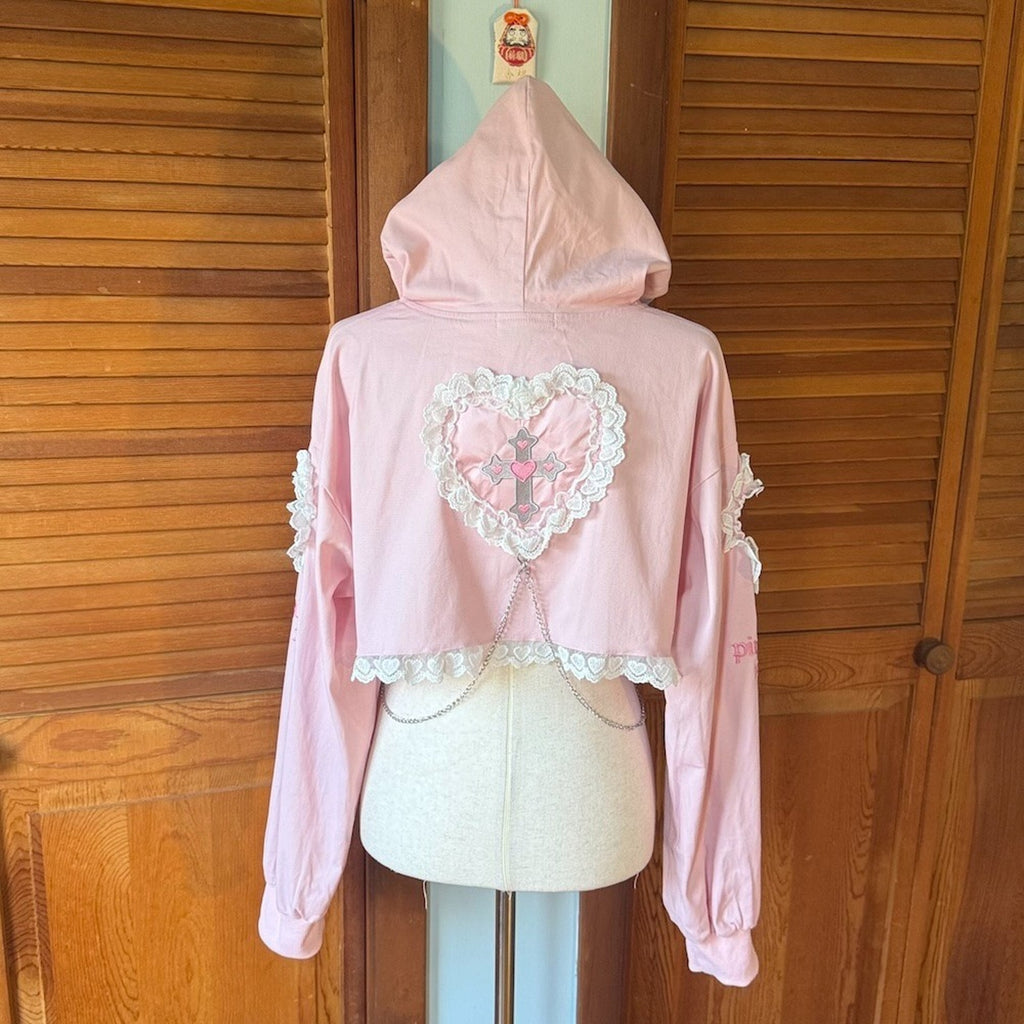 ACDC Rag J-Fashion Gyaru EGL Punk Bunny Heart Cross Bows PINK Hoodie Jacket