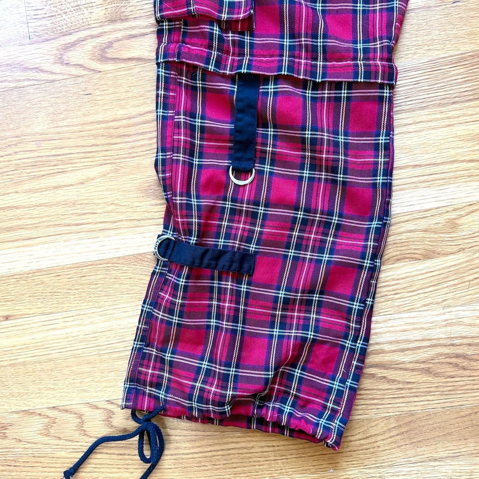 Vintage Tripp NYC Punk Goth Y2K Red Plaid Bondage Transformer Pants Shorts M