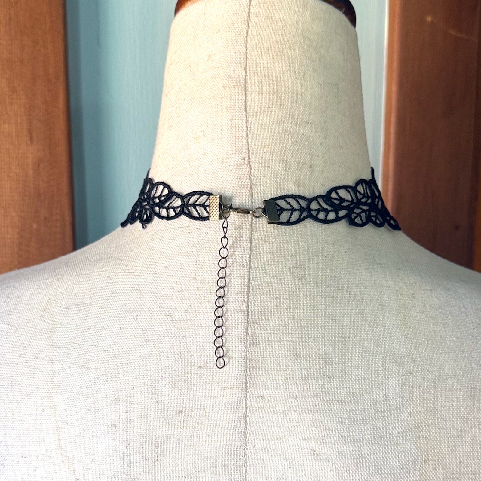 Gothic Victorian Vampire Whimsigoth Vkei Black Lace Teardrop Choker Necklace