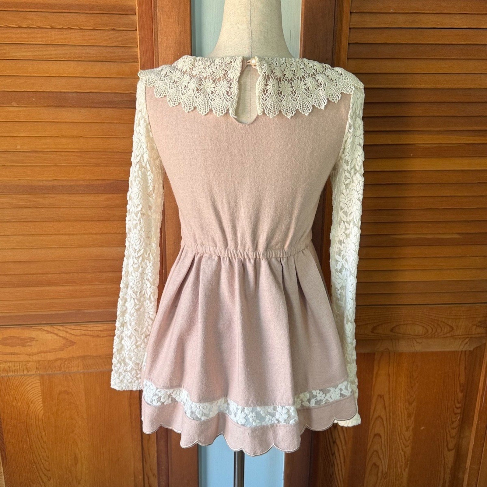 Liz Lisa J-Fashion Kawaii Jirai Gyaru Dollcore Pink White Lace Bow Tunic Dress S