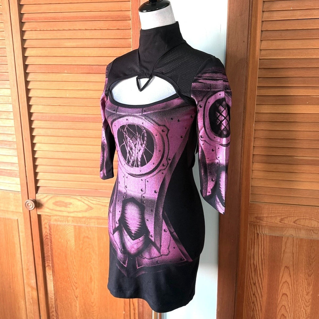 Vintage Lip Service Hyper Intelligence Cyber Goth Industrial Purple Dress XS