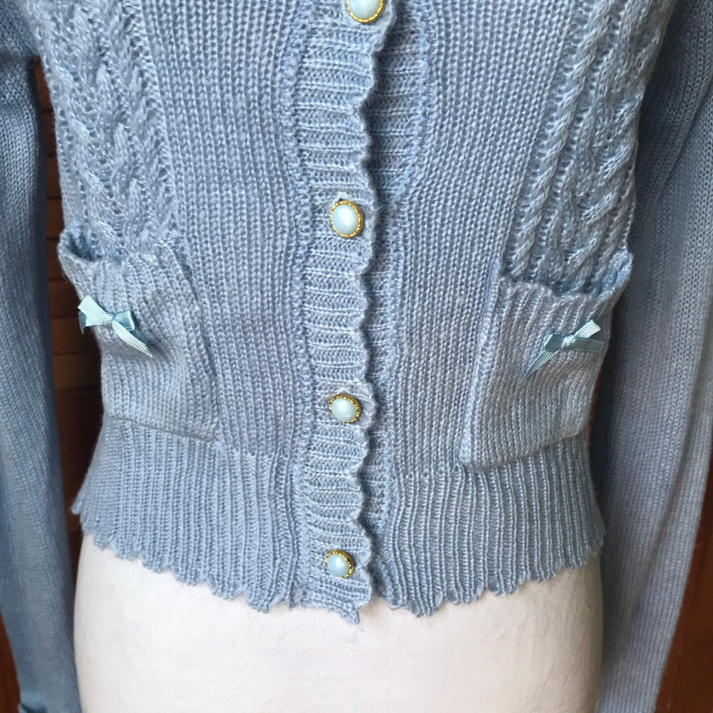 Lolita Victorian Kawaii J-fashion Blue & White Cardigan Sweater S