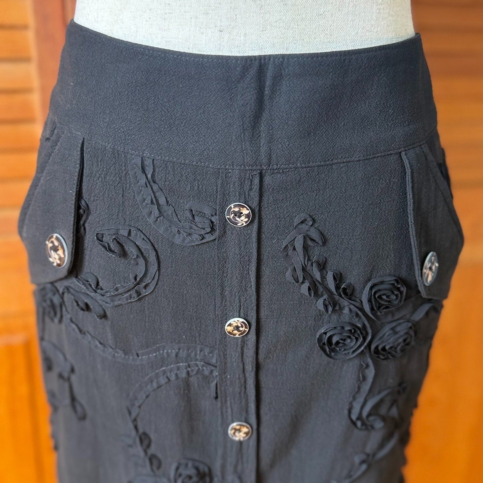 Vintage Lip Service Blacklist Gothic Victorian Swirl Rose Knee Fishtail Skirt S