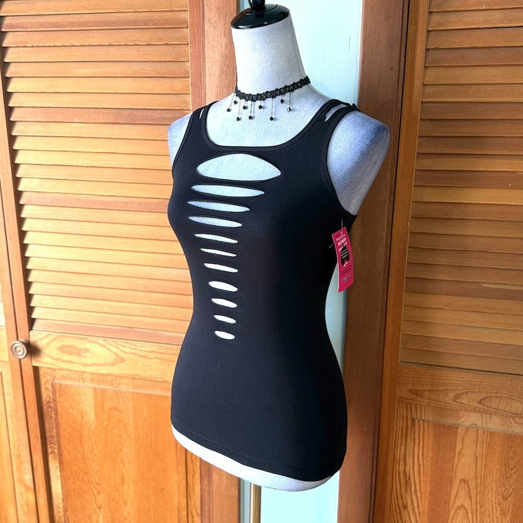 Demi Loon Punk Goth Emo Grunge "Gothique" Slashed Cutout Festival Tank