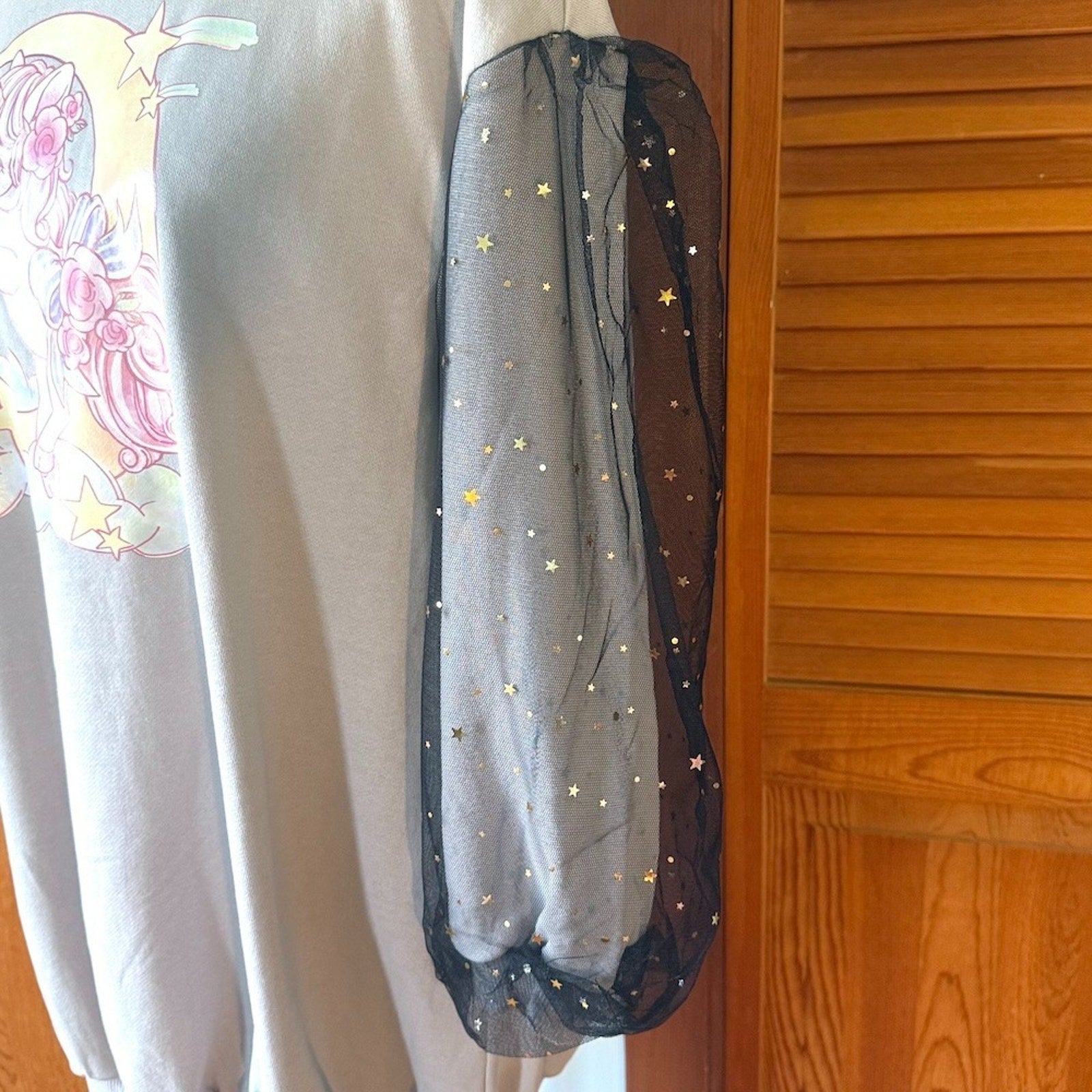J-fashion Bodyline Gyaru Kawaii Harajuku Gray Unicorn Sweatshirt Dress w/ Bows M