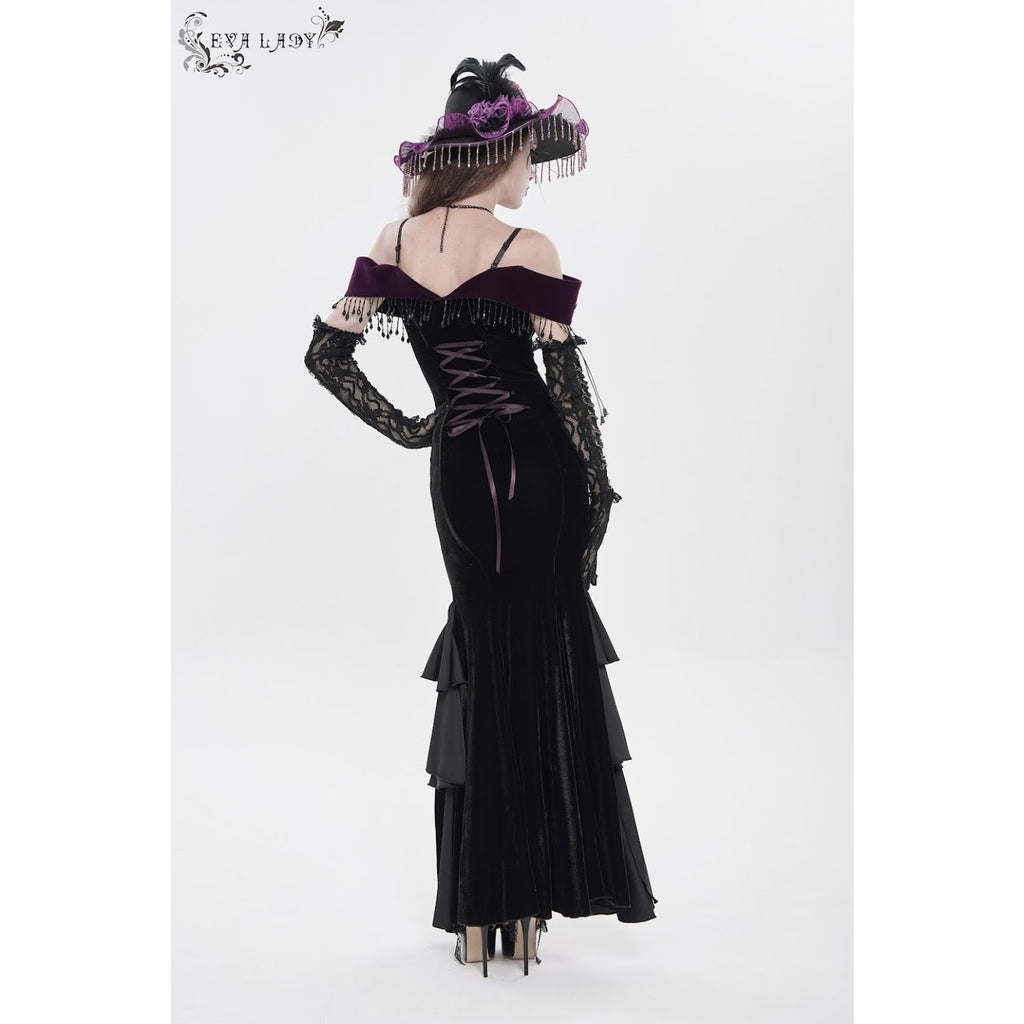 Devil Fashion Gothic Victorian 'Vampire Masquerade' Purple Black Velvet Gown