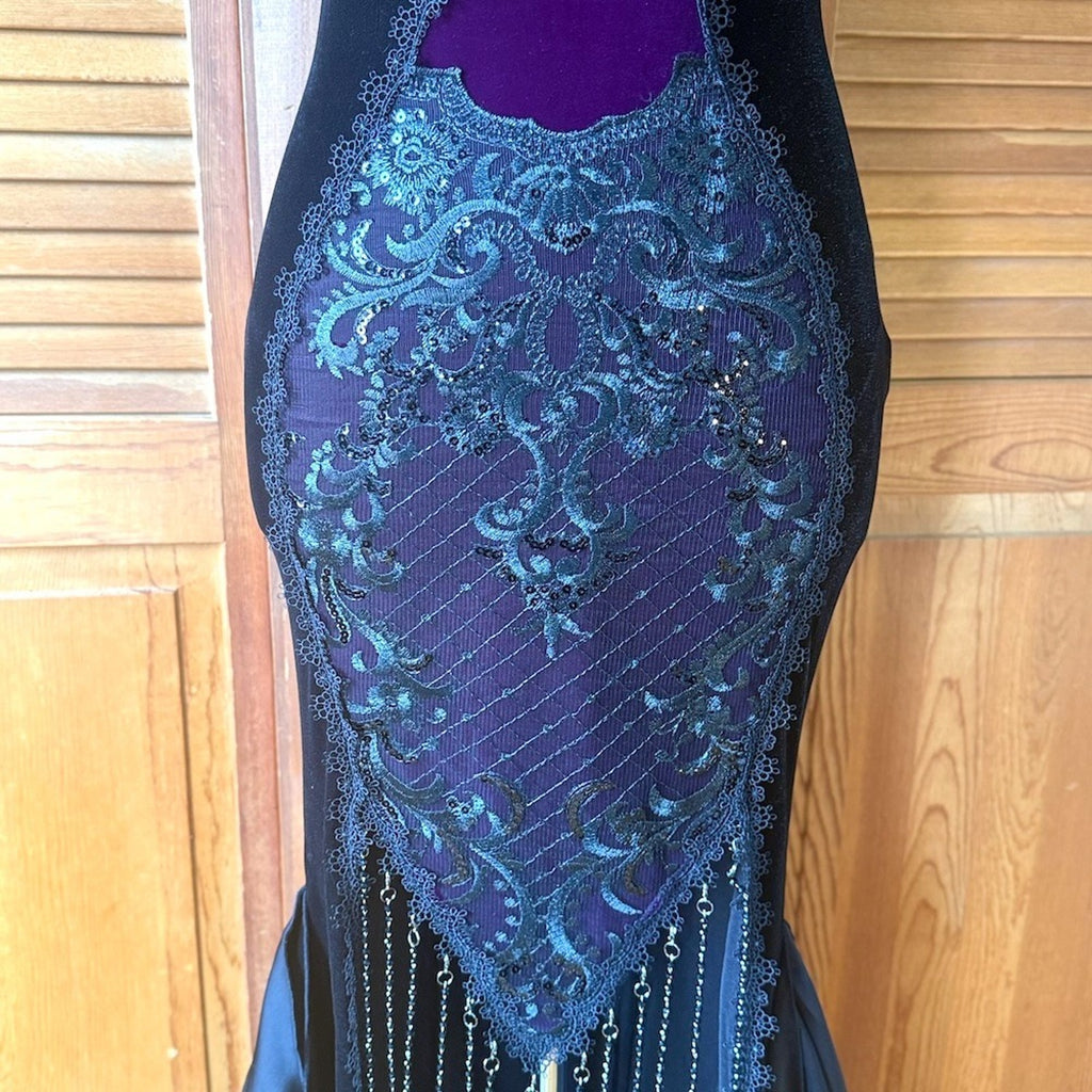 Devil Fashion Gothic Victorian 'Vampire Masquerade' Purple Black Velvet Gown