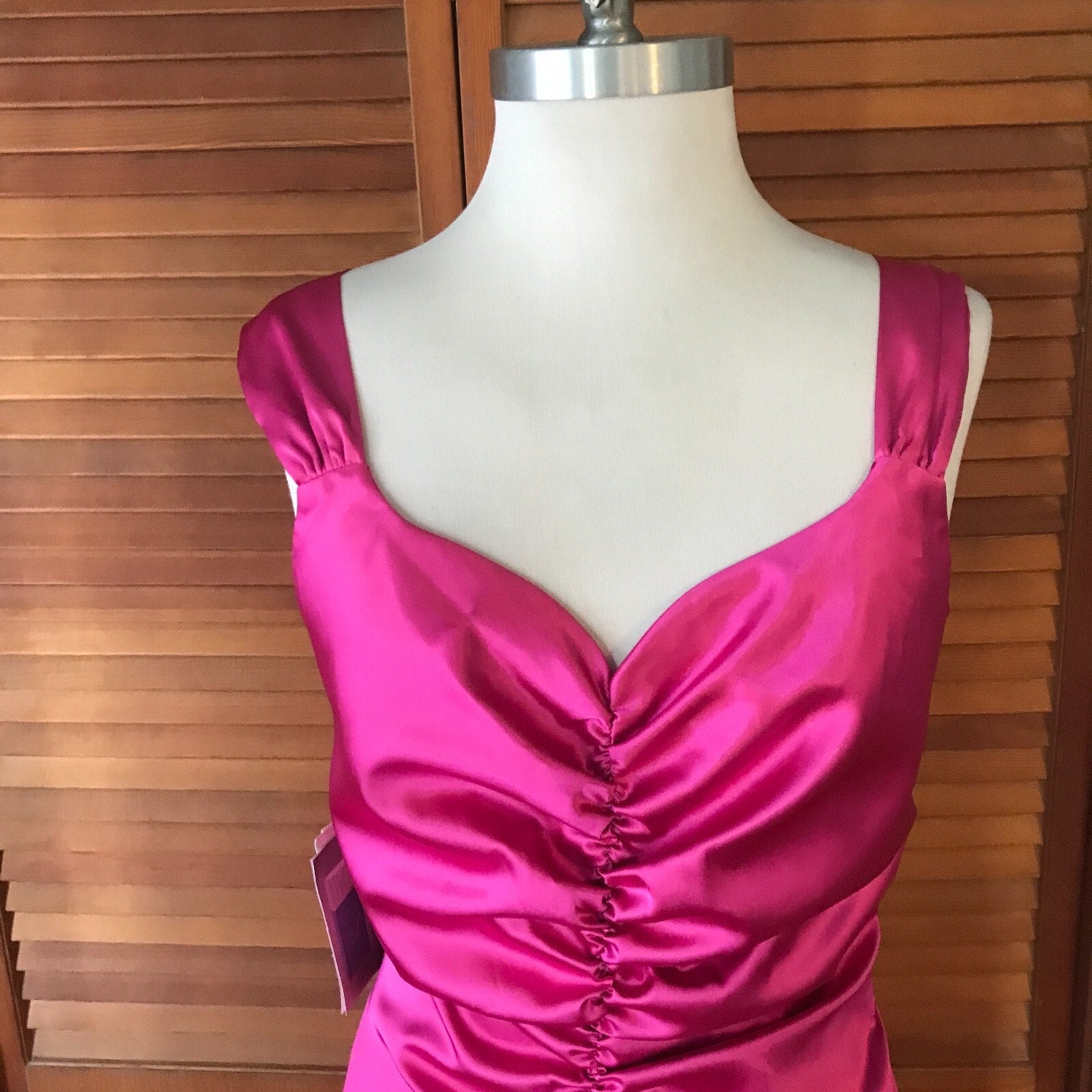Jessica McClintock Vintage Victorian Lolita Fuchsia Ruffle Train Evening Gown L