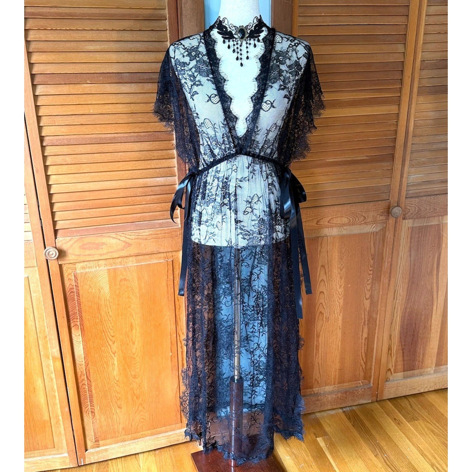 Gothic Victorian Coquette Balletcore Black Lace Overdress Dress Cover S-XXL