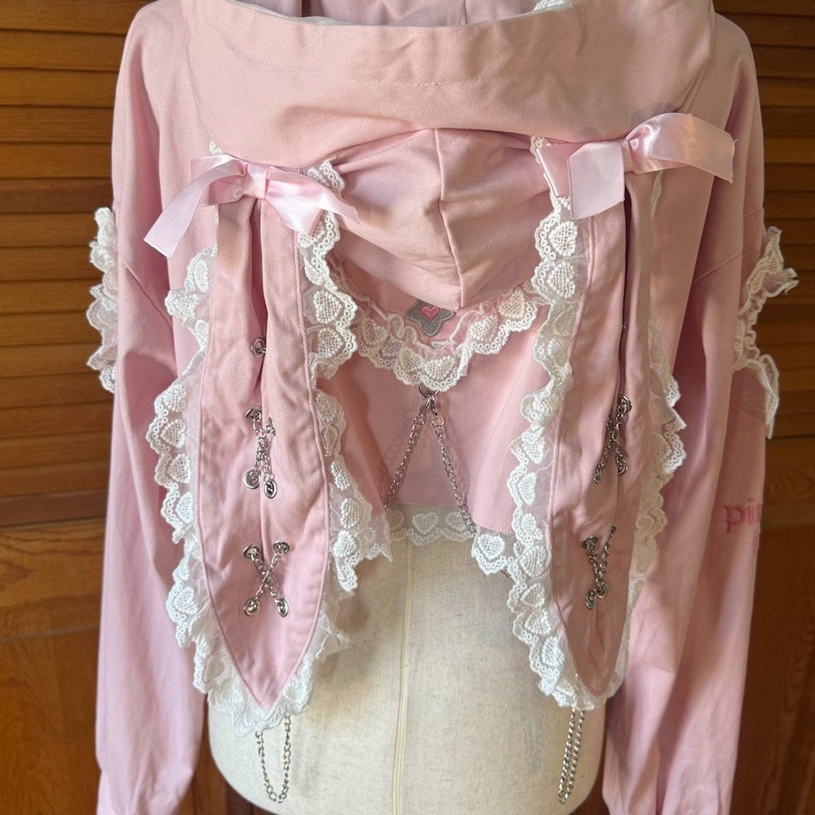 ACDC Rag J-Fashion Gyaru EGL Punk Bunny Heart Cross Bows PINK Hoodie Jacket