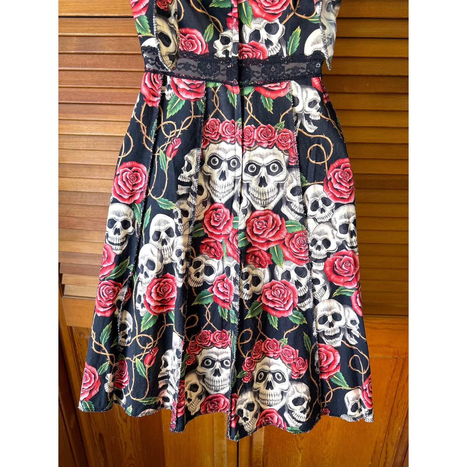 Vintage Shrine of Hollywood To Thy Skull My Rose Black Goth Punk Y2K Dress XS-S