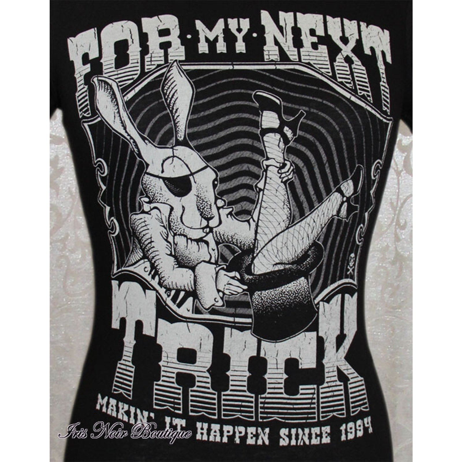 Punk Goth Horror Demented Circus Rabbit Trick Soft Black T-Shirt