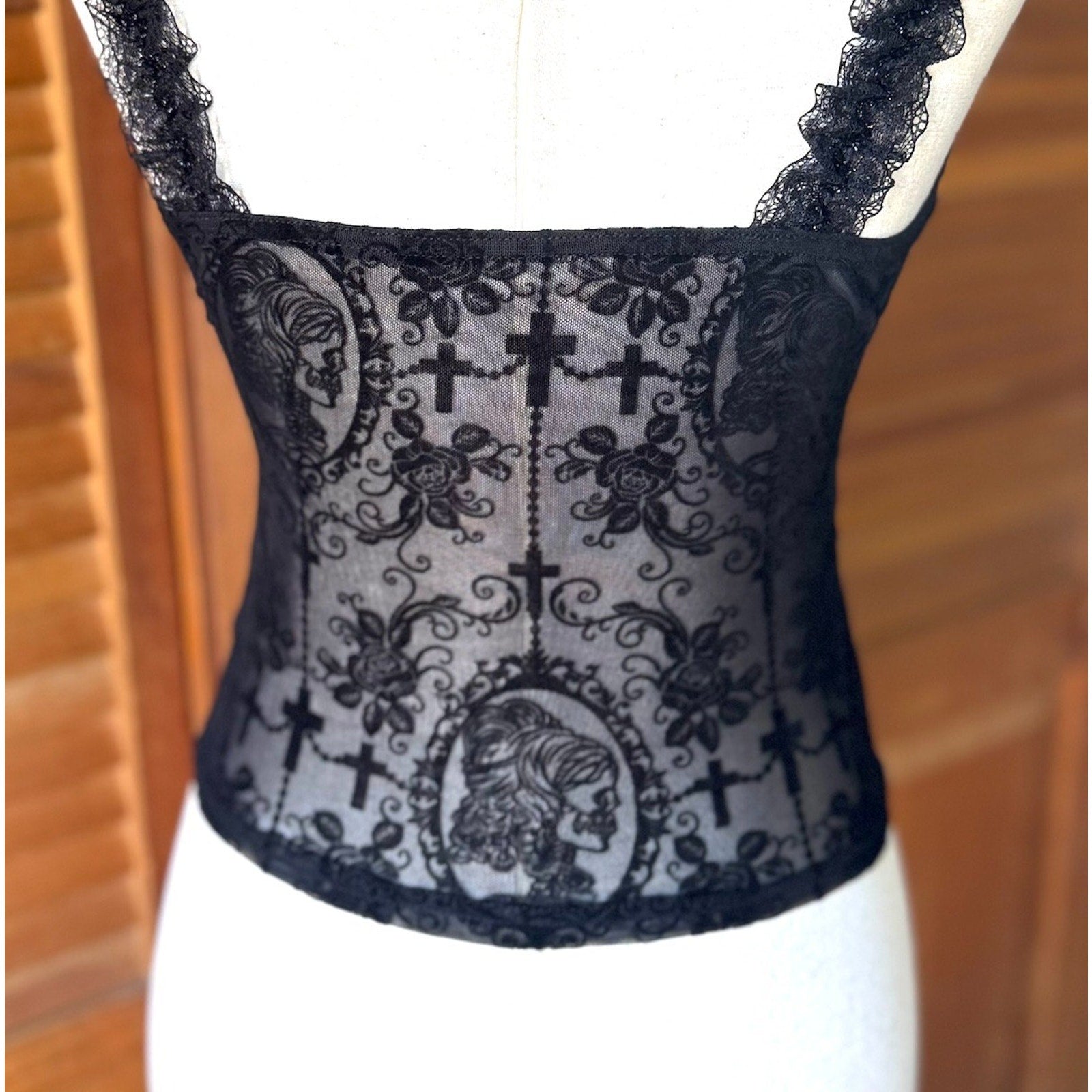Gothic Lolita Victorian Vkei Dead Princess Cross & Bow Tank Cami Top