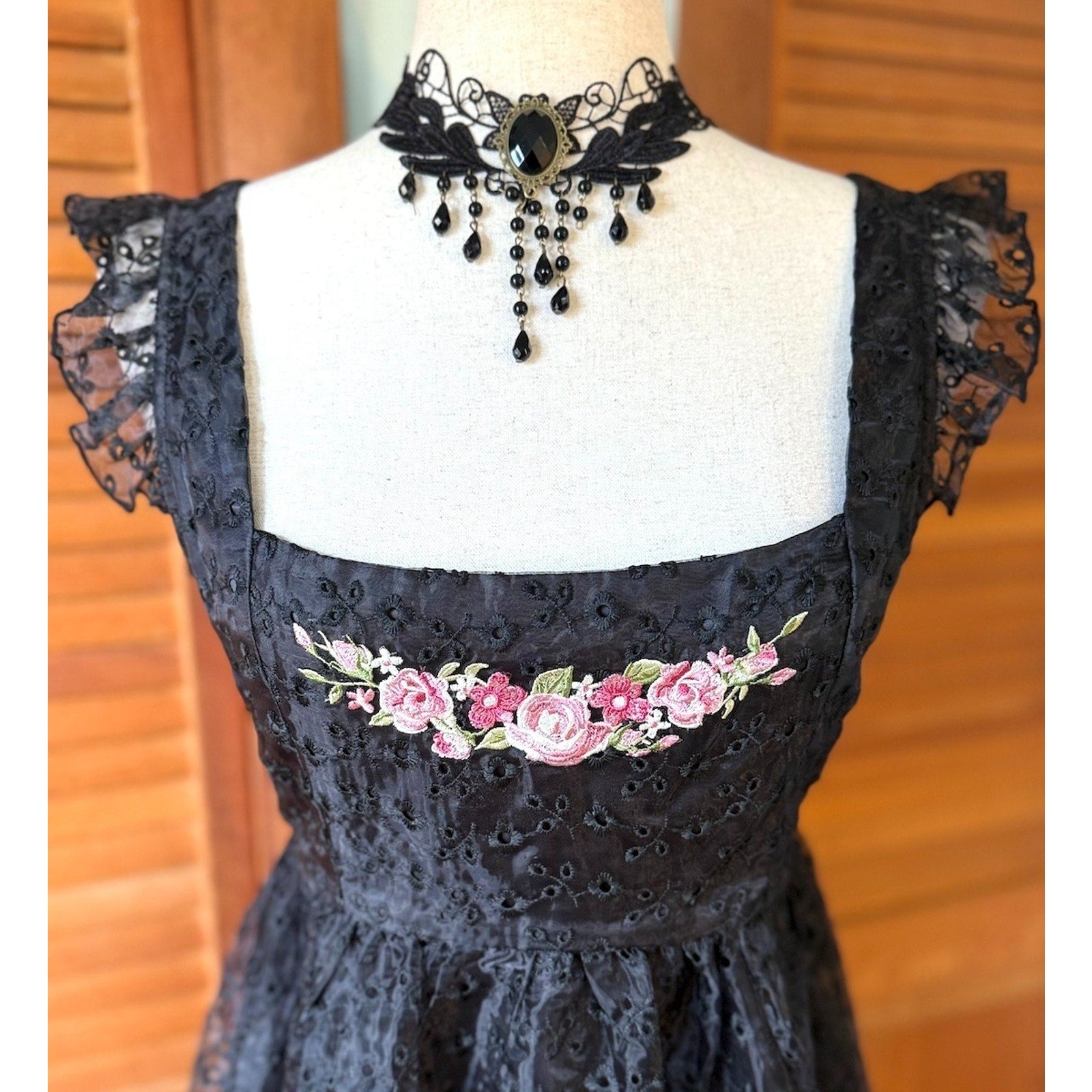 Dolls Kill Gothic Victorian Dark Fairycore Halloween Embroidered Eyelet Dress S