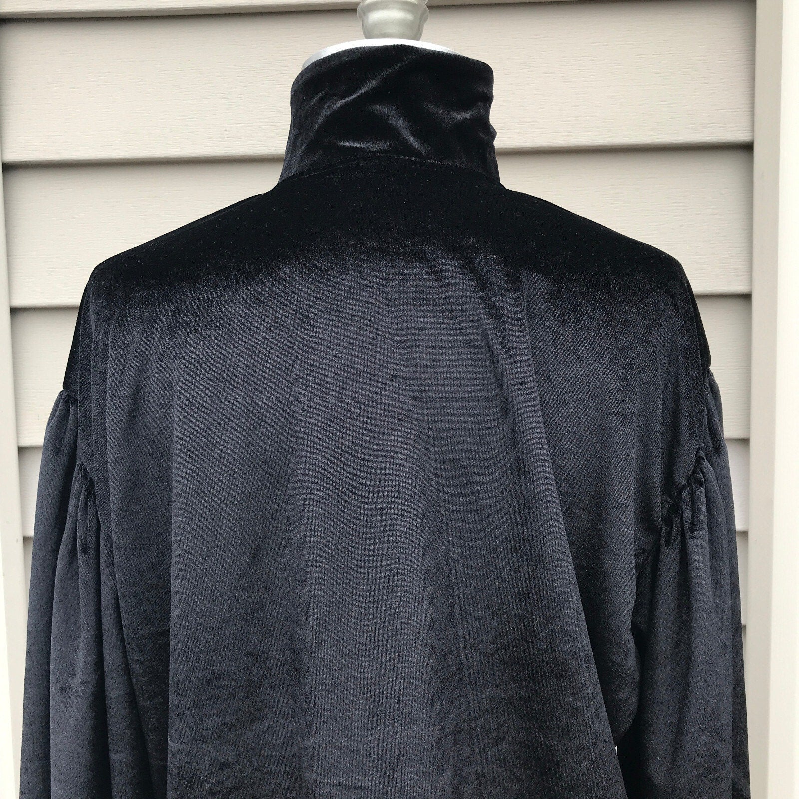 Phaze UK Gothic Victorian High Neck Unisex Velvet Shirt Top One Size
