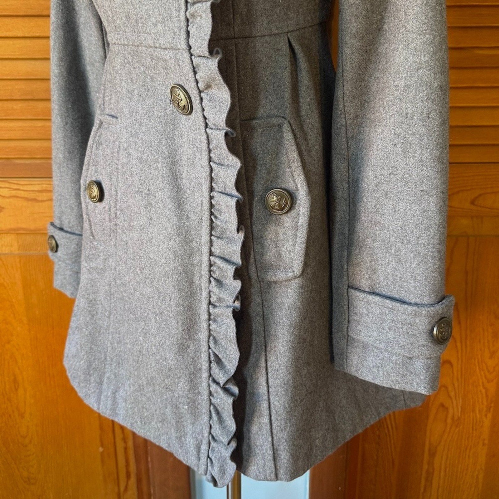Tulle J-fashion Dollcore Gyaru Himekaji Gray Wool Blend Pea Coat Jacket XS-S