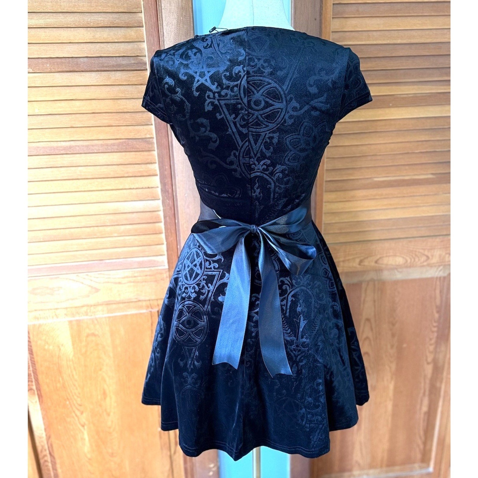 Killstar Gothic Lolita Punk Witch Halloween Black Velvet Blasphemia Dress XS