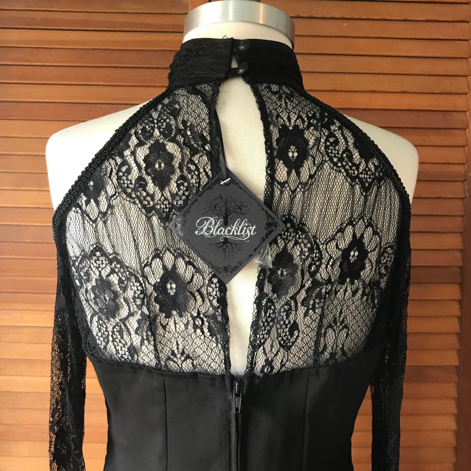 Vintage Lip Service Gothic Lolita Victorian Chiffon & Lace Open Shoulder Top M