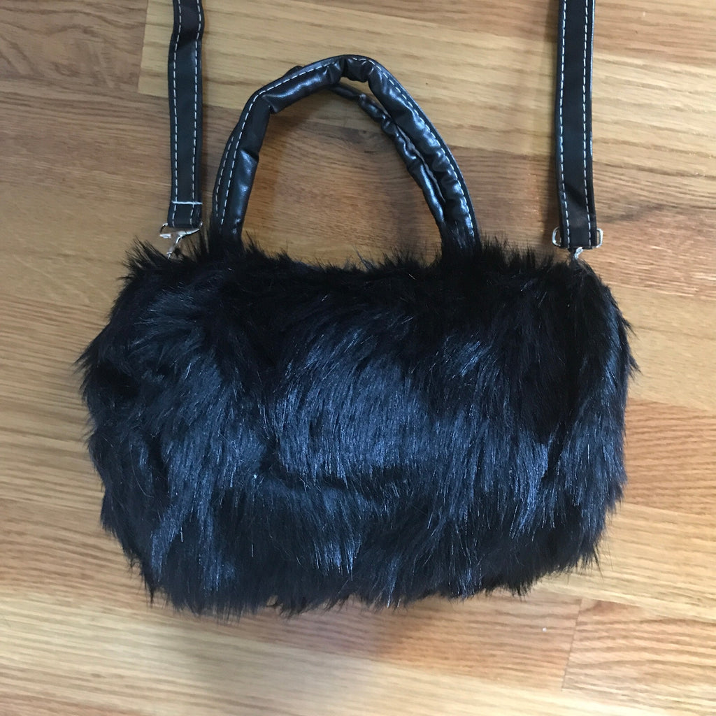 Goth Punk Cyber Lolita Kawaii Black Faux Fur Spider Tarantula Purse Bag