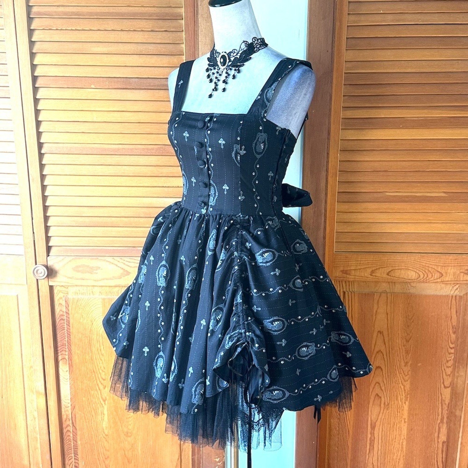 Spin Doctor Goth Lolita EGL Dead Princess Cameo Puffy Dress + Petticoat L
