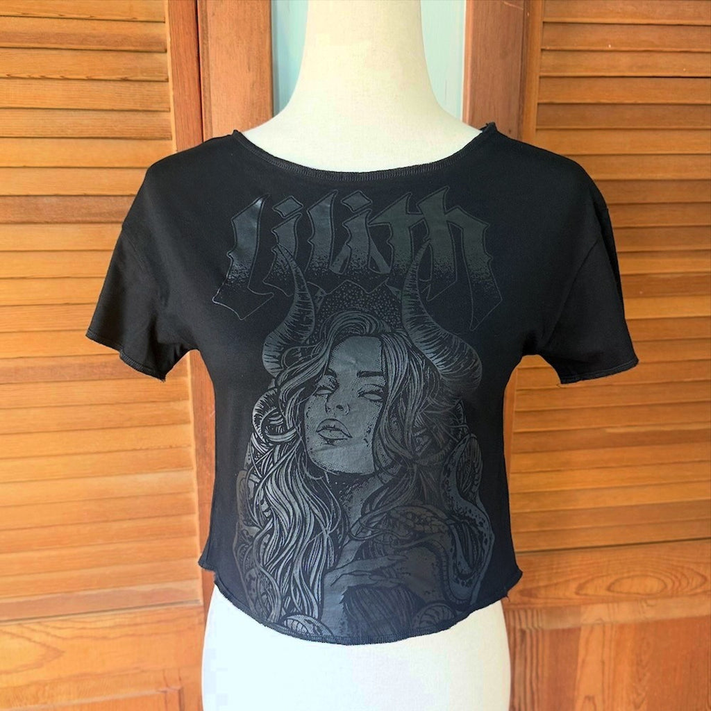 Jawbreaker Goth Punk Witchcore Wiccan Emo Vkei Lilith Cropped Tee T-shirt