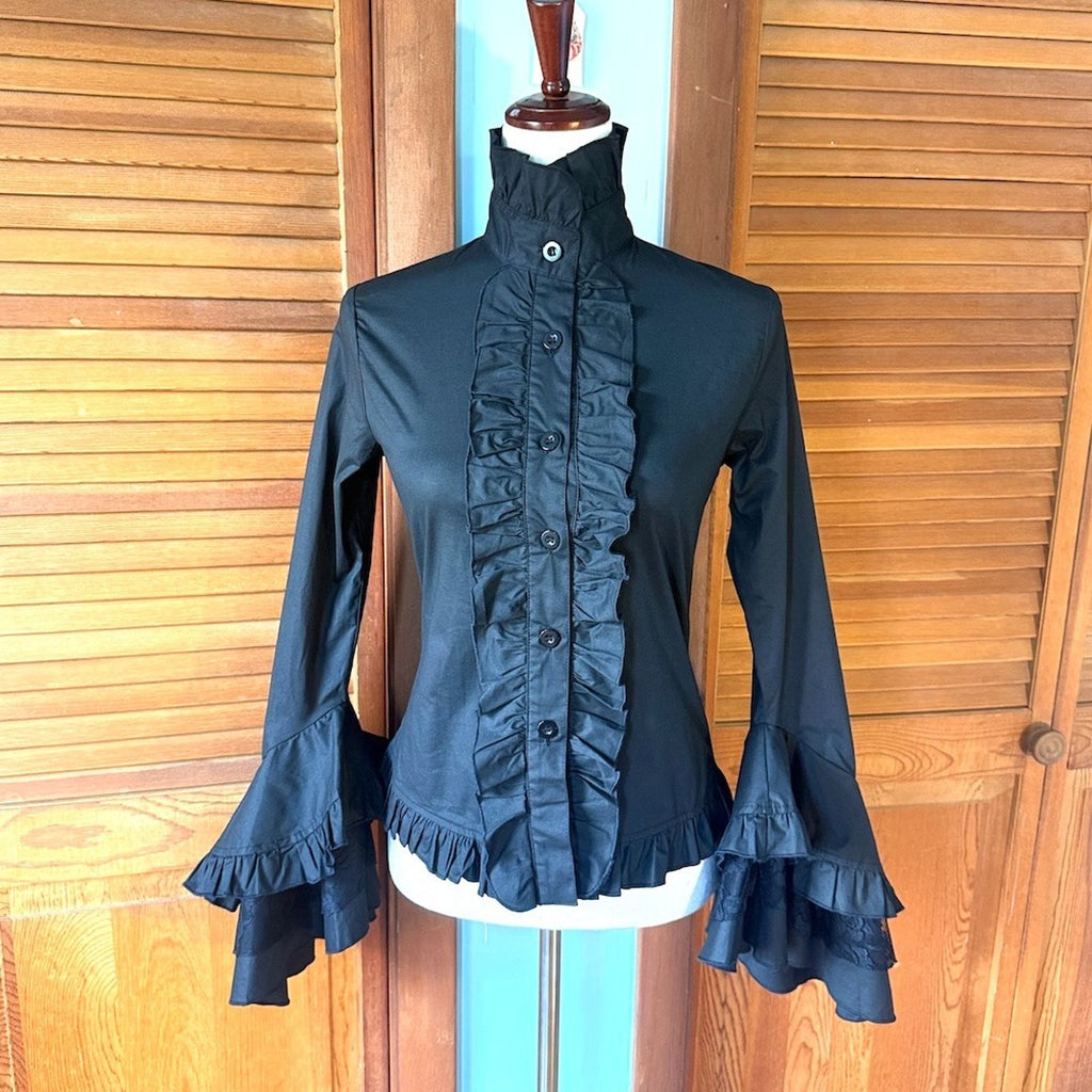 ACDC Rag Gothic Lolita EGL Victorian Aristocrat Ouji Black Jabot Shirt S