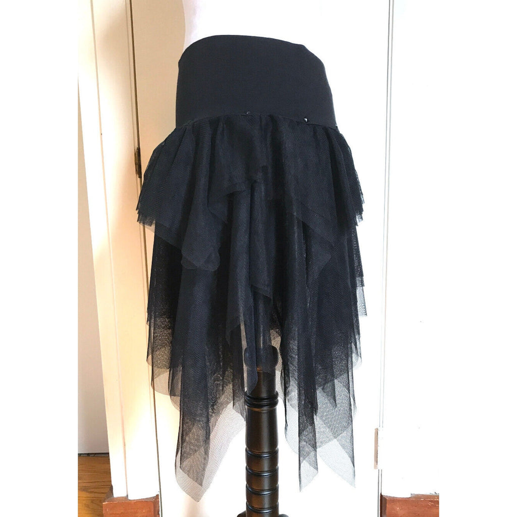 Vintage Lip Service Black n Blue Ballerina Plie Party Gothic Lolita Punk Black Skirt L