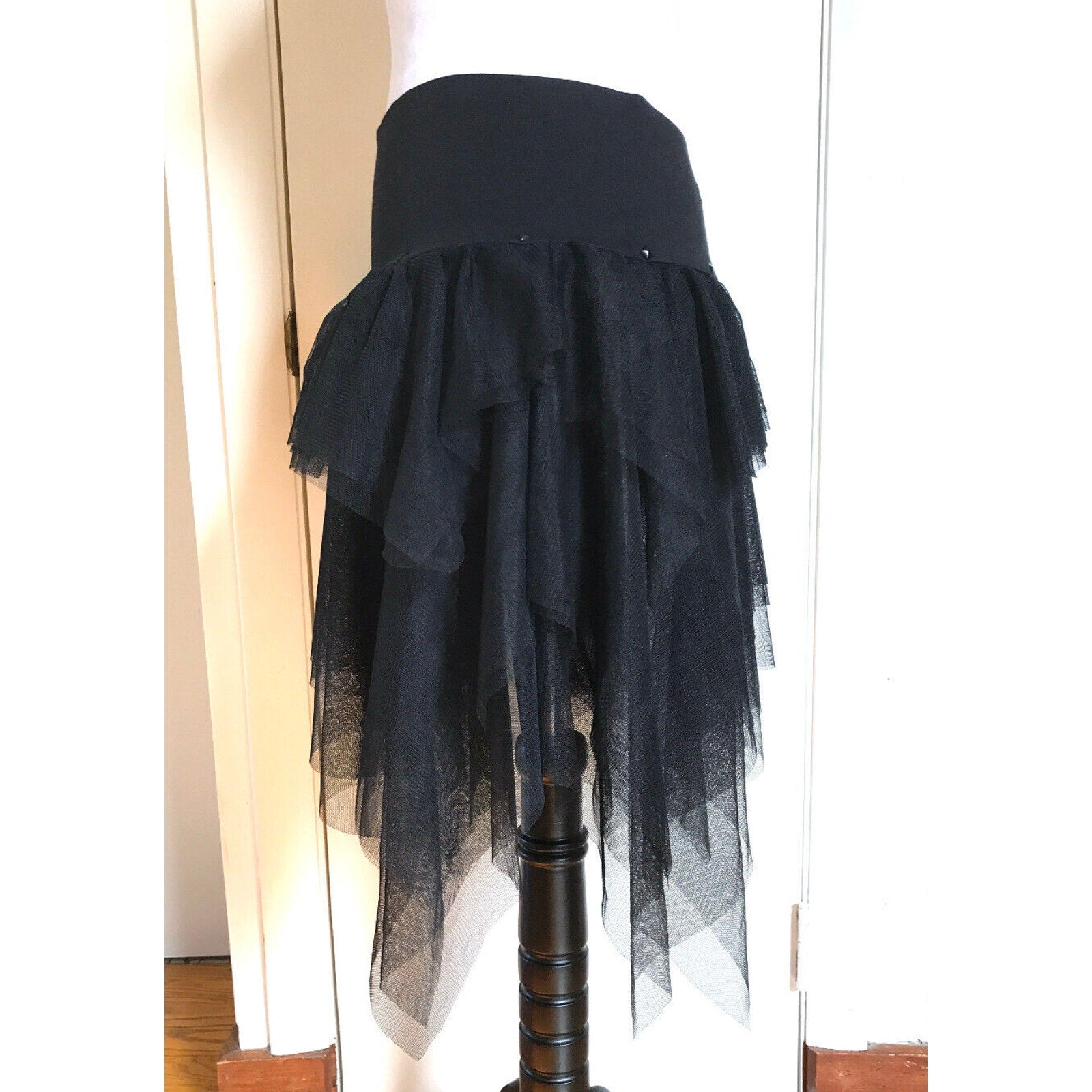 Vintage Lip Service Black n Blue Ballerina Plie Party Gothic Lolita Punk Black Skirt L