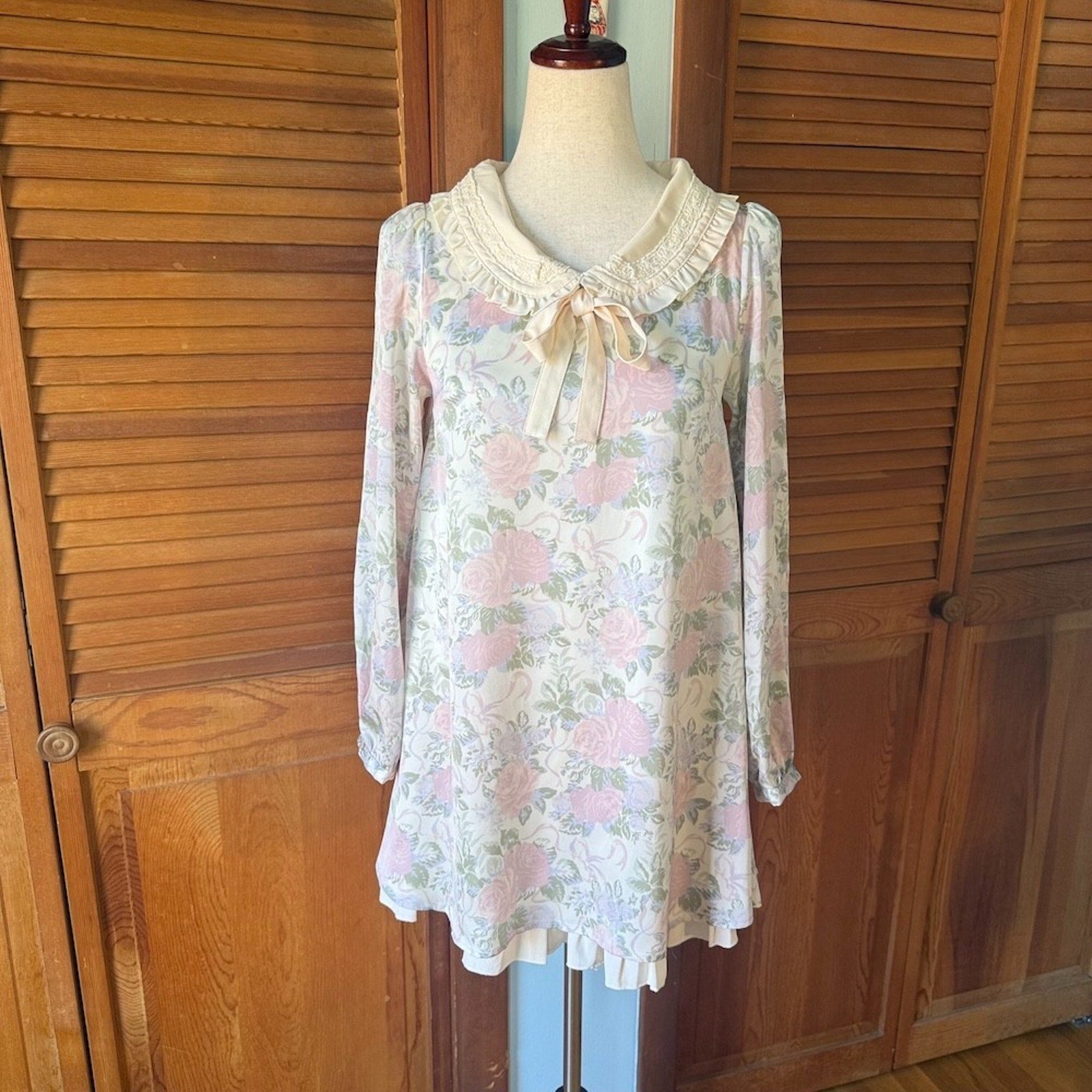 J-fashion Gyaru Himekaji Cottagecore Liz Lisa Penderie Pin Rose Cream Dress XS